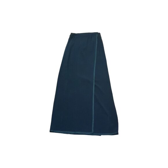 1980's  SAINT LAURENT black crepe maxi wrap skirt Size S - Picture 4 of 16